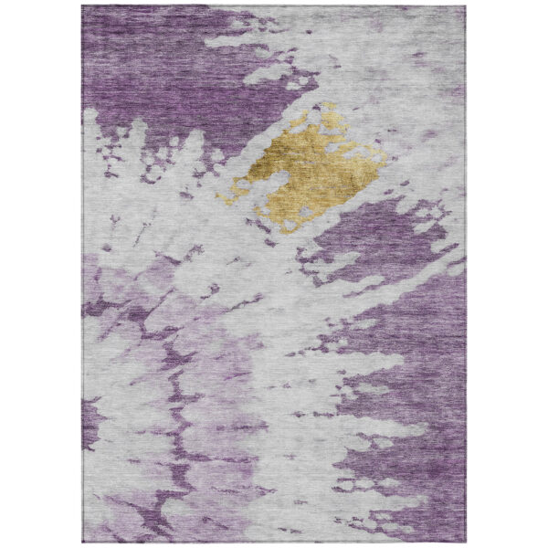 5' X 8' Purple And Lavender Abstract Washable Indoor Outdoor Area Rug