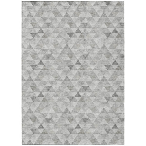 10' X 14' Silver Beige And Taupe Geometric Washable Indoor Outdoor Area Rug