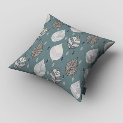 16” Pine Green Leaves Suede Zippered Throw Pillow