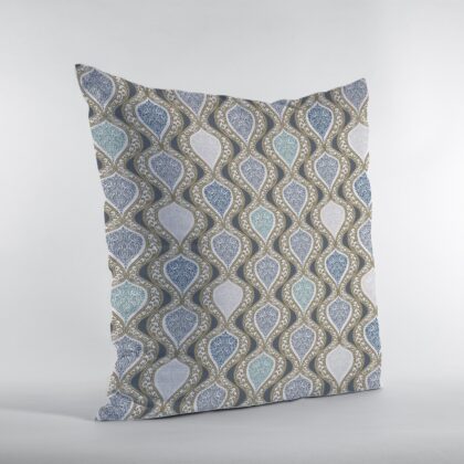 16” Gray Ogee Zippered Suede Throw Pillow