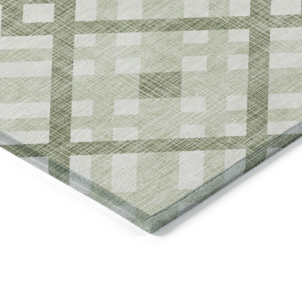 8' X 10' Artichoke Green And Olive Green Geometric Washable Indoor Outdoor Area Rug