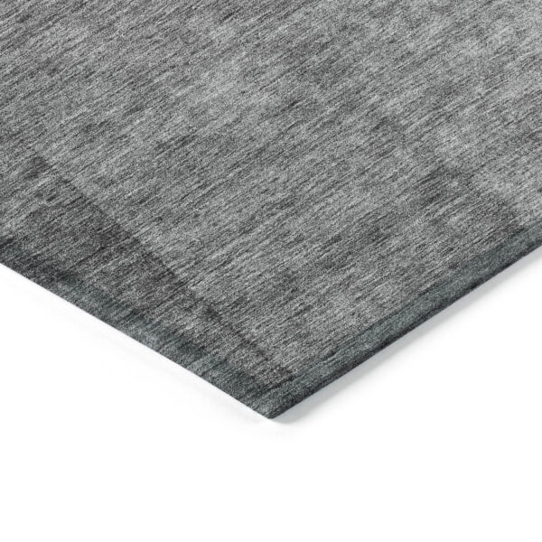 8' Gray Silver And Charcoal Round Ombre Washable Indoor Outdoor Area Rug