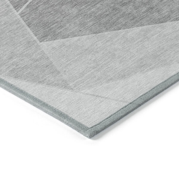 8' X 10' Gray Silver And Graphite Geometric Washable Indoor Outdoor Area Rug