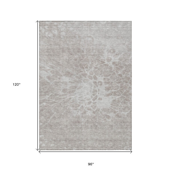 8' X 10' Taupe Beige And Ivory Abstract Washable Indoor Outdoor Area Rug
