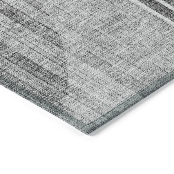 9' X 12' Charcoal Gray And Silver Geometric Washable Indoor Outdoor Area Rug