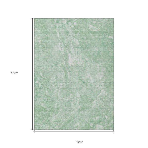 10' X 14' Mint Green Sage And Ivory Abstract Washable Indoor Outdoor Area Rug