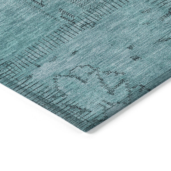 8' X 10' Teal Blue And Aqua Patchwork Washable Indoor Outdoor Area Rug