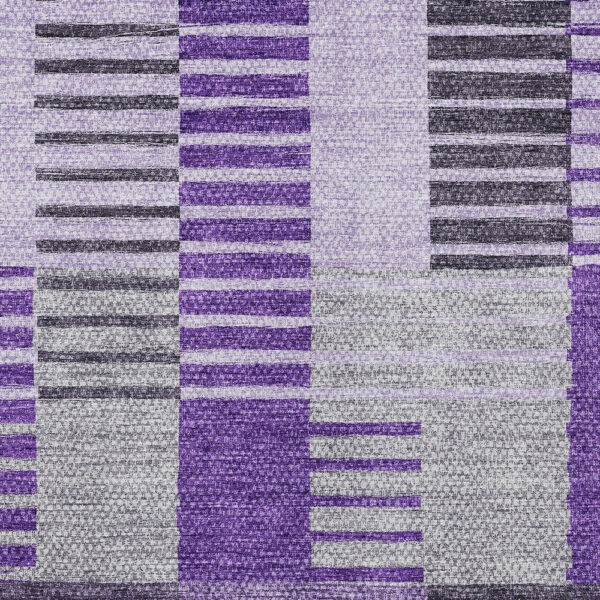 3' X 5' Purple Lavender And Eggplant Striped Washable Indoor Outdoor Area Rug