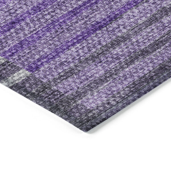 3' X 5' Purple Lavender And Eggplant Striped Washable Indoor Outdoor Area Rug