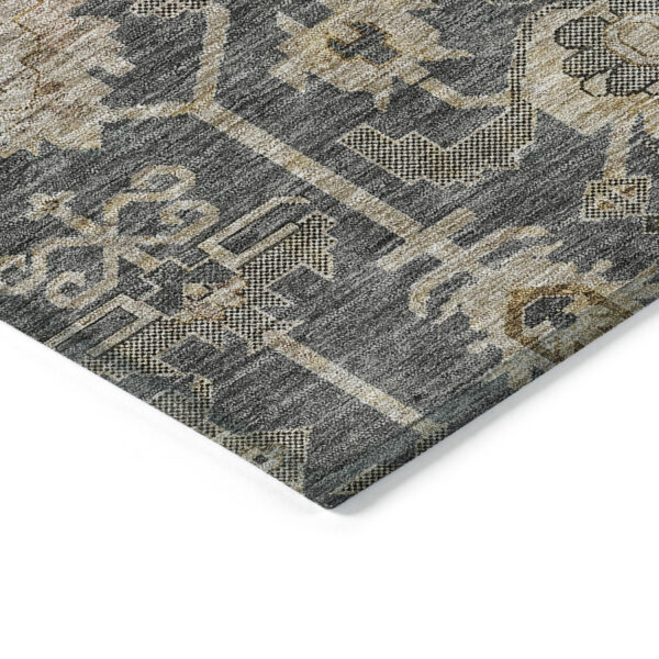 3' X 5' Gray Silver And Beige Oriental Washable Indoor Outdoor Area Rug