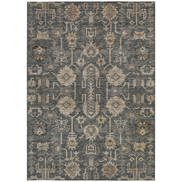 3' X 5' Gray Silver And Beige Oriental Washable Indoor Outdoor Area Rug