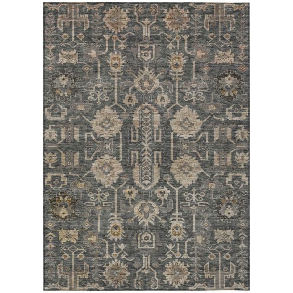 3' X 5' Gray Silver And Beige Oriental Washable Indoor Outdoor Area Rug