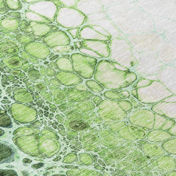 8' Green And Mint Green Round Abstract Washable Indoor Outdoor Area Rug