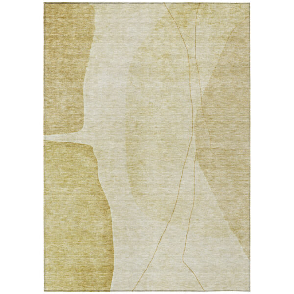 8' X 10' Gold Wheat And Beige Abstract Washable Indoor Outdoor Area Rug