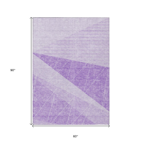 5' X 8' Lavender And Purple Geometric Washable Indoor Outdoor Area Rug