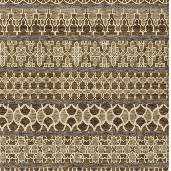 8' X 10' Brown And Taupe Quatrefoil Washable Indoor Outdoor Area Rug