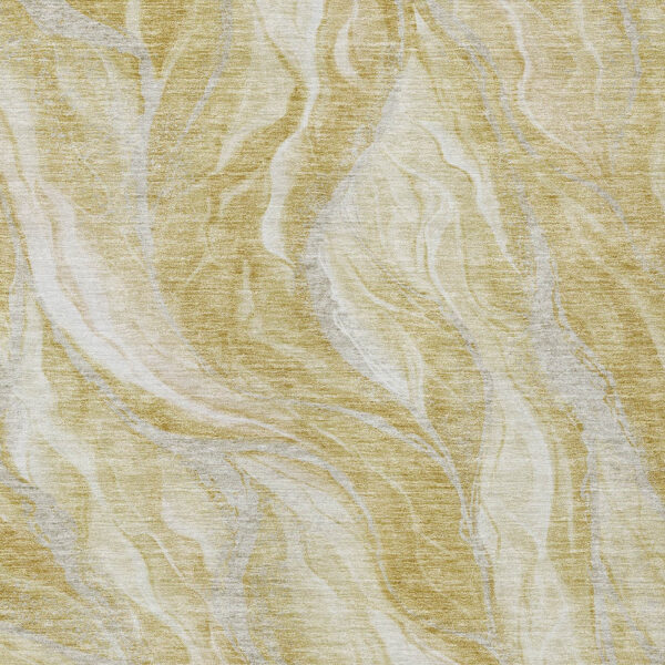 5' X 8' Gold Beige And Ivory Abstract Washable Indoor Outdoor Area Rug