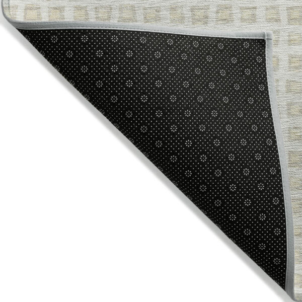 5' X 8' Ivory And Beige Geometric Washable Indoor Outdoor Area Rug