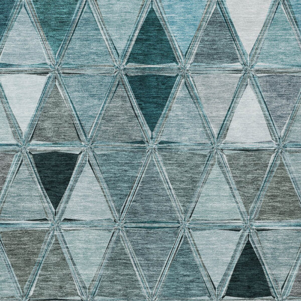 3' X 5' Teal Blue Aqua And Gray Geometric Washable Indoor Outdoor Area Rug