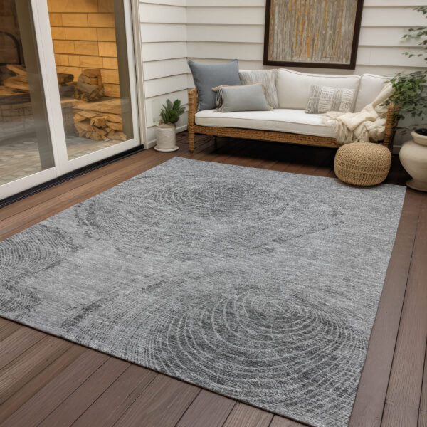 3' X 5' Gray Silver And Charcoal Abstract Washable Indoor Outdoor Area Rug