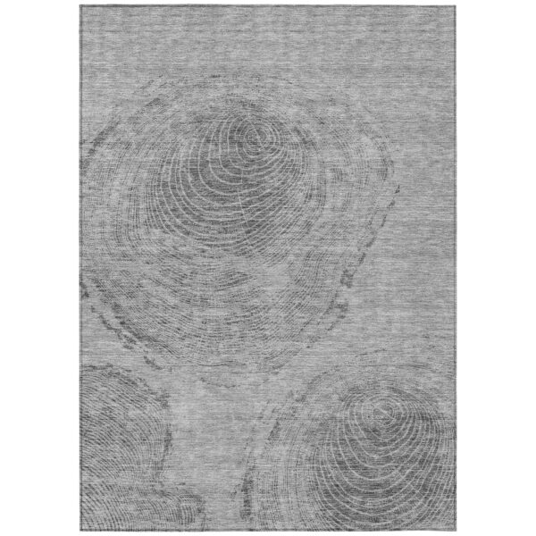 3' X 5' Gray Silver And Charcoal Abstract Washable Indoor Outdoor Area Rug