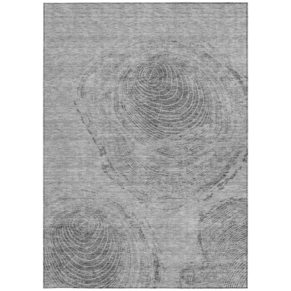 3' X 5' Gray Silver And Charcoal Abstract Washable Indoor Outdoor Area Rug