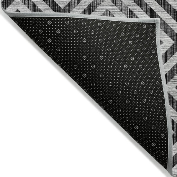 8' X 10' Black Gray And Silver Geometric Washable Indoor Outdoor Area Rug