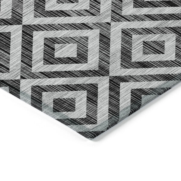 8' X 10' Black Gray And Silver Geometric Washable Indoor Outdoor Area Rug
