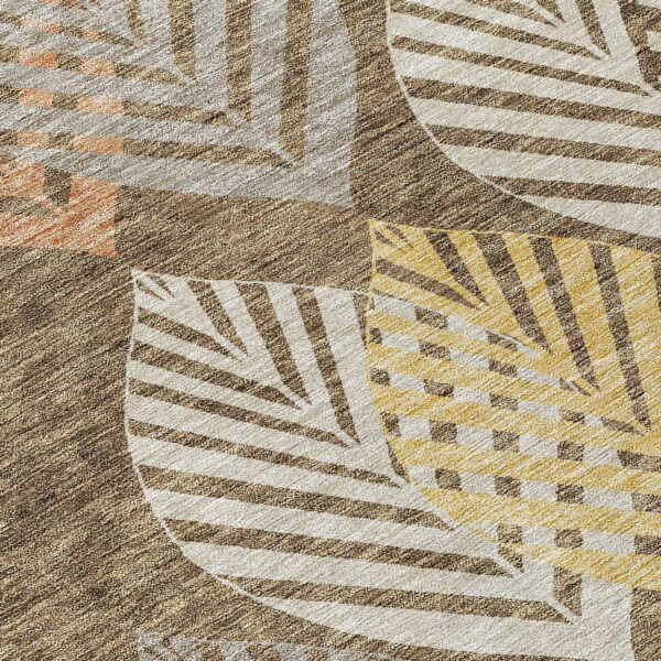 9' X 12' Chocolate Beige And Gray Floral Washable Indoor Outdoor Area Rug