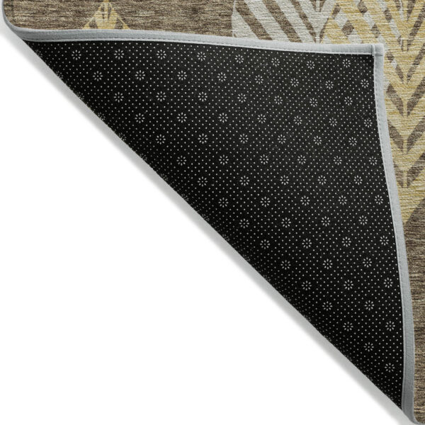9' X 12' Chocolate Beige And Gray Floral Washable Indoor Outdoor Area Rug