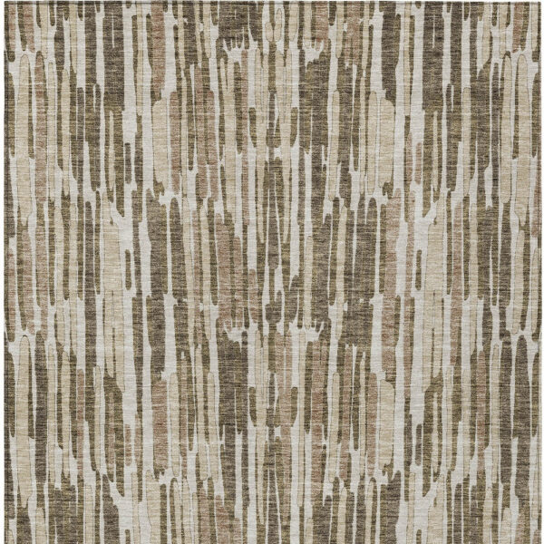 3' X 5' Brown And Taupe Abstract Washable Indoor Outdoor Area Rug