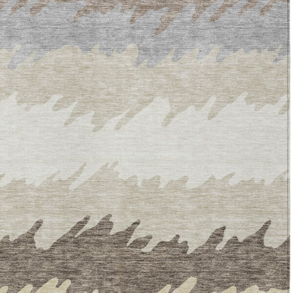 5' X 8' Taupe Brown And Gray Striped Washable Indoor Outdoor Area Rug