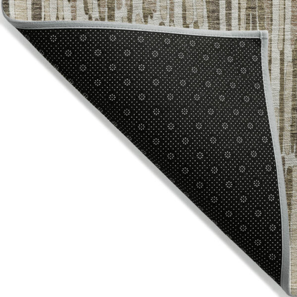 3' X 5' Brown And Taupe Abstract Washable Indoor Outdoor Area Rug