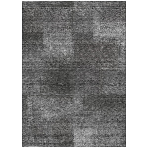 8' X 10' Gray Charcoal And Ivory Abstract Washable Indoor Outdoor Area Rug