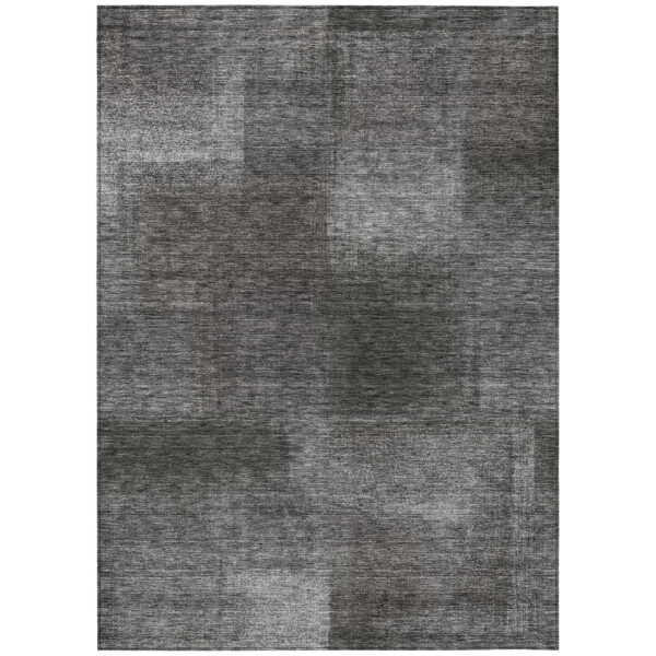 8' X 10' Gray Charcoal And Ivory Abstract Washable Indoor Outdoor Area Rug