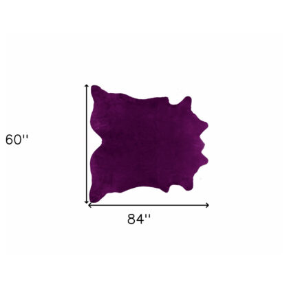 5' x 7' Purple Cowhide Hand Knotted Area Rug