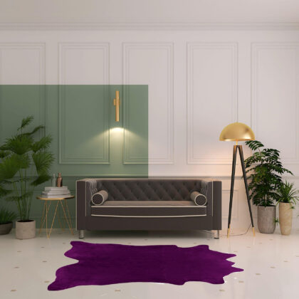 5' x 7' Purple Cowhide Hand Knotted Area Rug