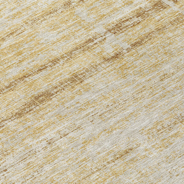 8' Gold Beige And Wheat Round Abstract Washable Indoor Outdoor Area Rug