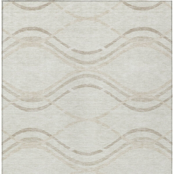 8' X 10' Ivory Beige And Taupe Abstract Washable Indoor Outdoor Area Rug