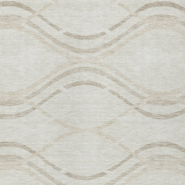 8' X 10' Ivory Beige And Taupe Abstract Washable Indoor Outdoor Area Rug