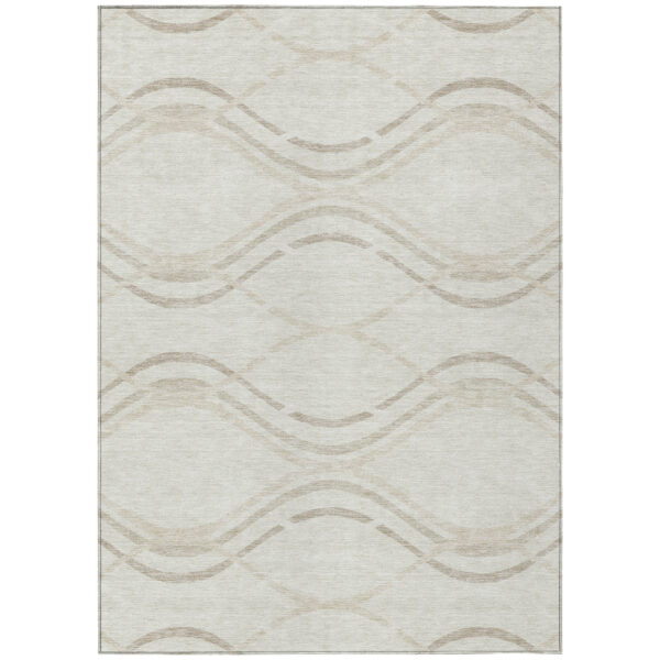 8' X 10' Ivory Beige And Taupe Abstract Washable Indoor Outdoor Area Rug