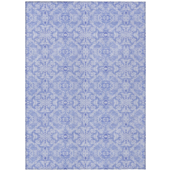 8' X 10' Sky Blue And Denim Blue Medallion Washable Indoor Outdoor Area Rug