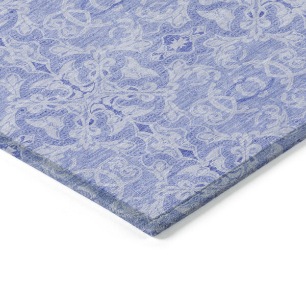 8' X 10' Sky Blue And Denim Blue Medallion Washable Indoor Outdoor Area Rug