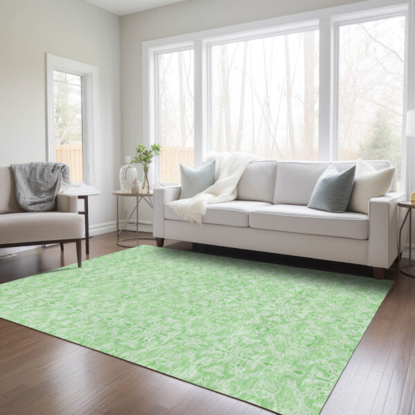 10' X 14' Lime Green And Green Medallion Washable Indoor Outdoor Area Rug