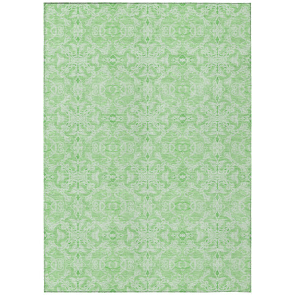 10' X 14' Lime Green And Green Medallion Washable Indoor Outdoor Area Rug