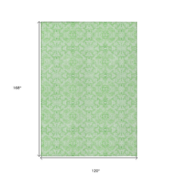 10' X 14' Lime Green And Green Medallion Washable Indoor Outdoor Area Rug