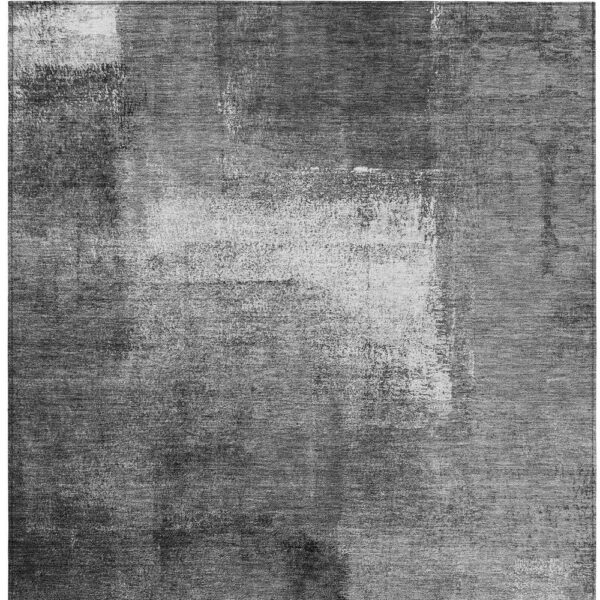 8' X 10' Gray Silver And Charcoal Abstract Washable Indoor Outdoor Area Rug