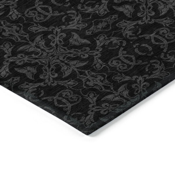 3' X 5' Gray And Charcoal Medallion Washable Indoor Outdoor Area Rug
