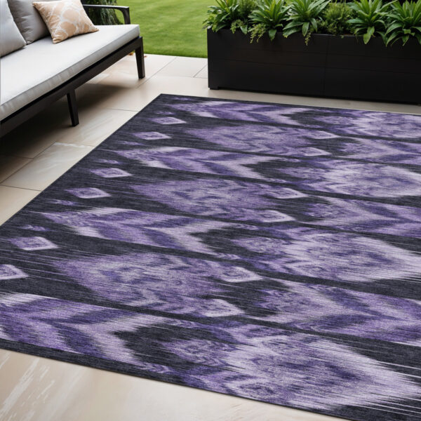 5' X 8' Purple Lavender And Plum Southwestern Washable Indoor Outdoor Area Rug