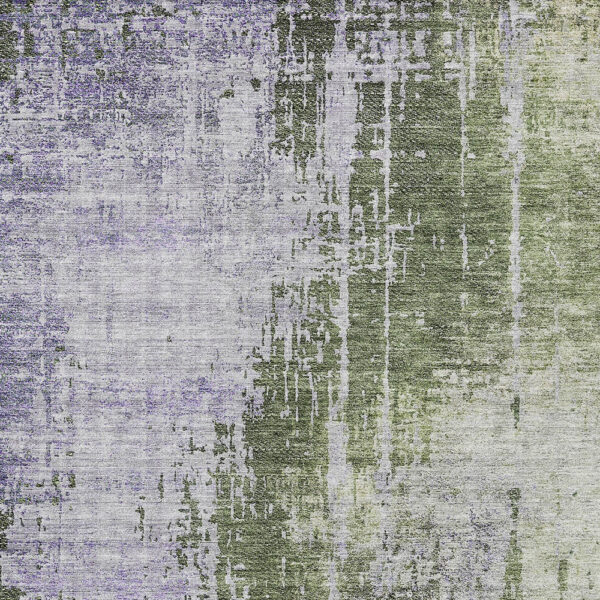8' X 10' Olive Green And Purple Abstract Washable Indoor Outdoor Area Rug